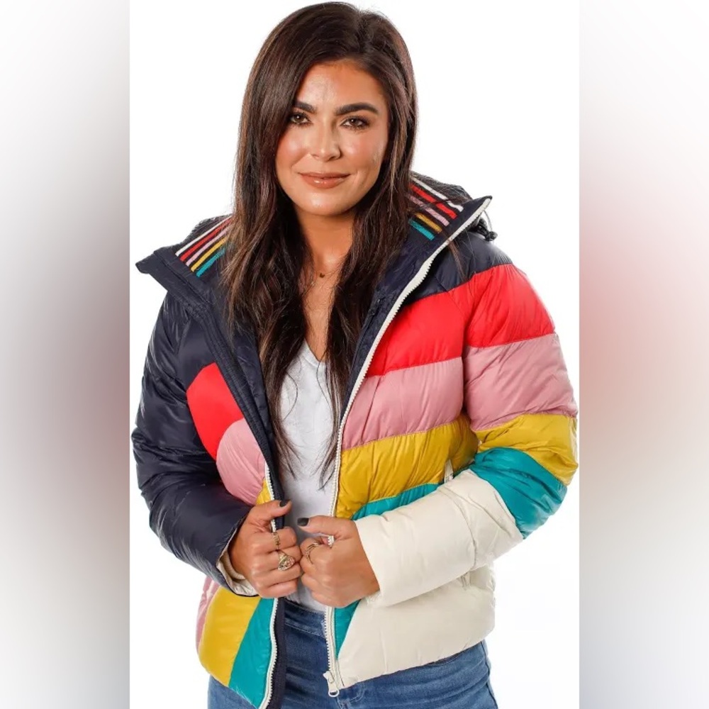 Marine Layer Colorful Puffer Jacket Lightweight Casual Design Size L